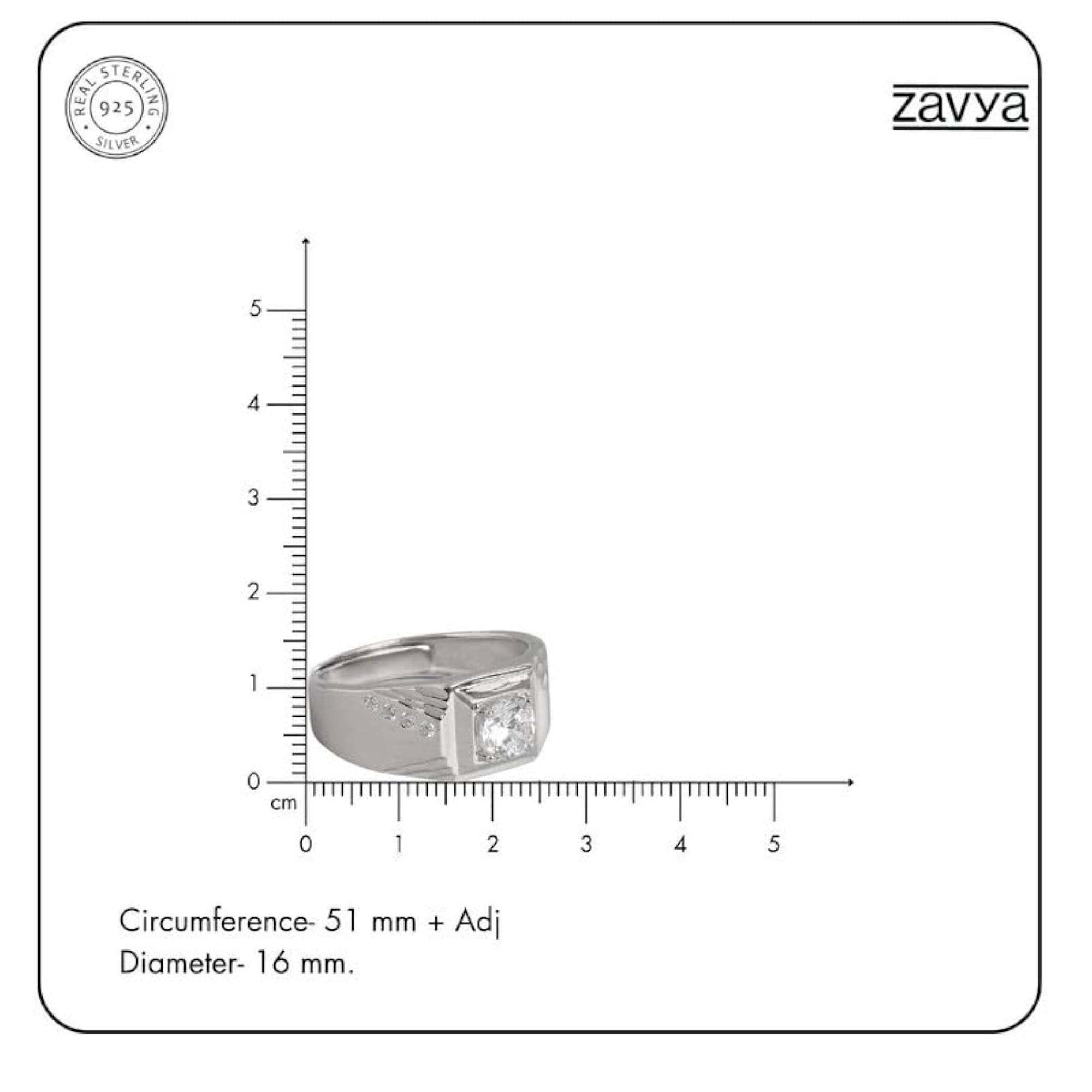 925 Sterling CZ Studded Rhodium Plated Adjustable Ring